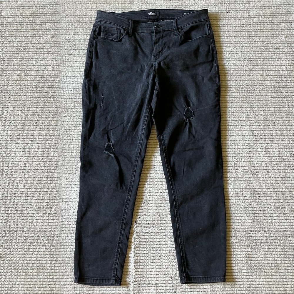 Buffalo David Bitton RIP & REPAIR Black Jeans Jess Mid-Rise Skinny